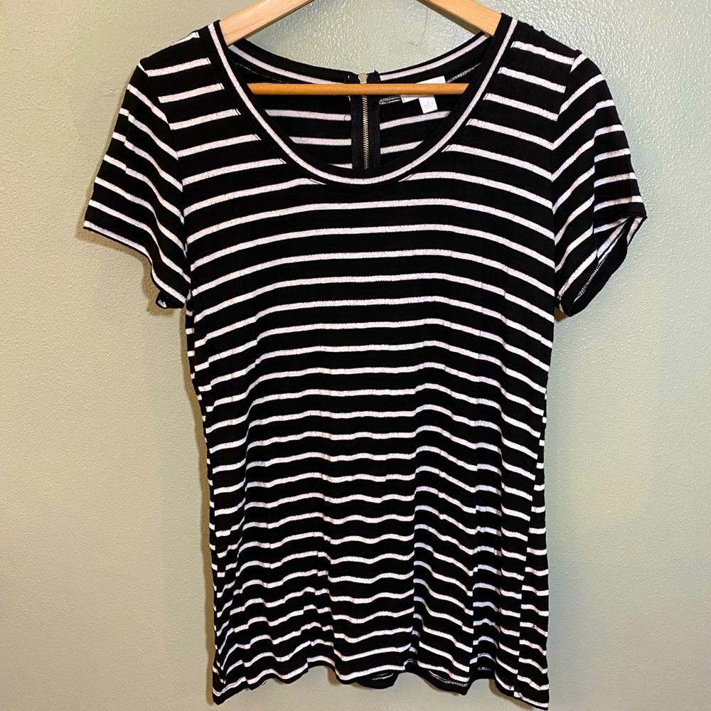 Zipper Back Striped Tee